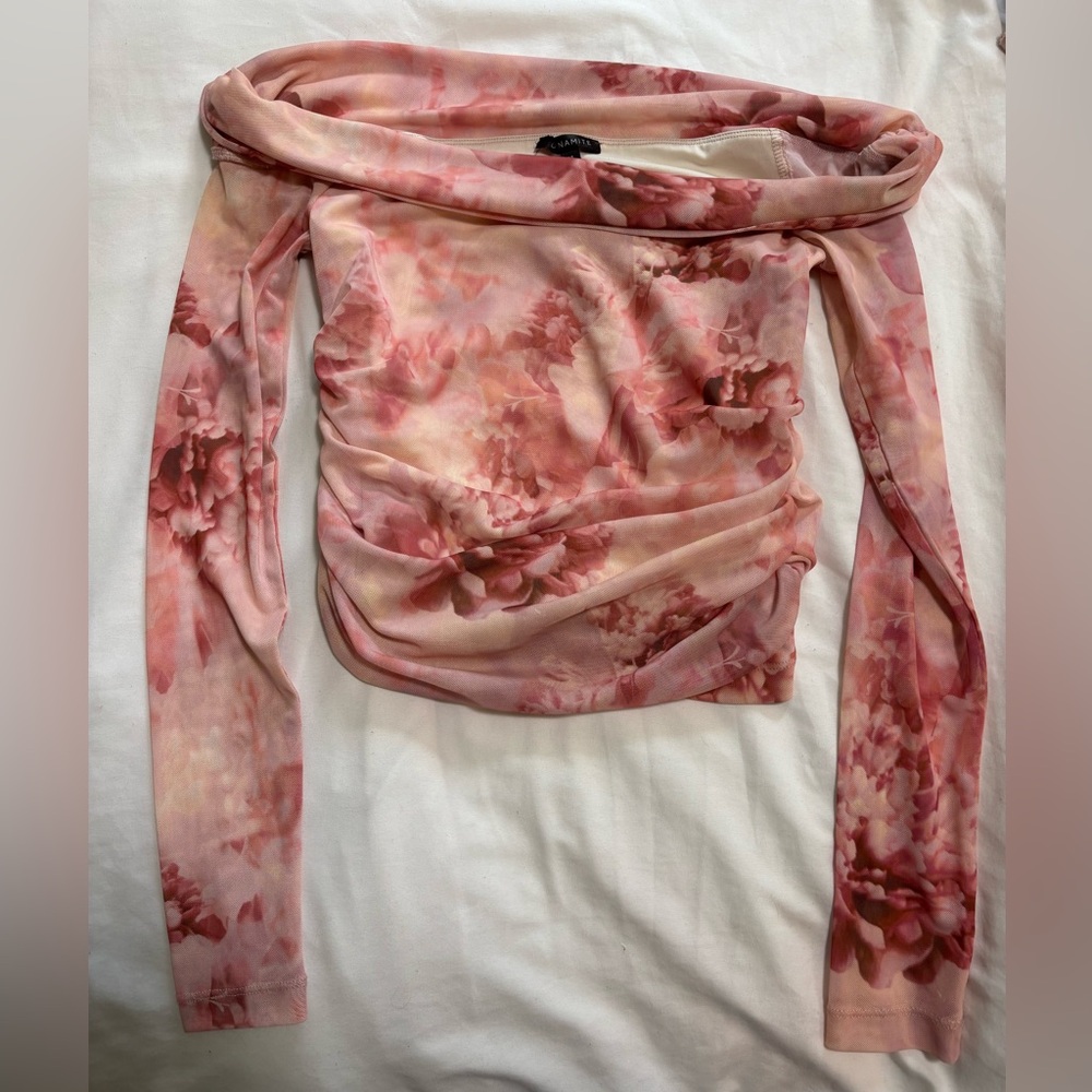 Dynamite Pink and Cream Floral Blouse